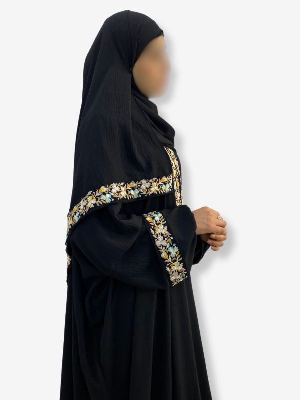 Robe de prière Fatima <br> Noire motif feuillage – Image 4