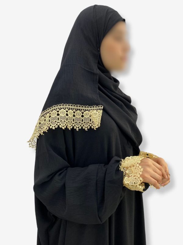 Robe de prière Sultana <br> Noir motif doré – Image 4