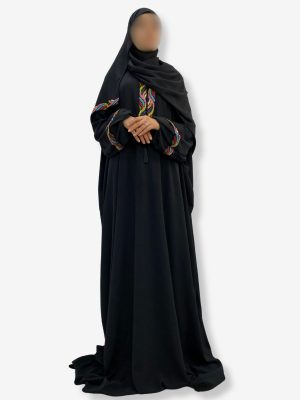 Robe de prière Fatima Noire motif arabesque