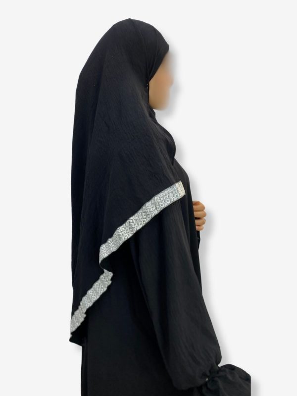 Robe de prière Ryma <br> Noire motif argenté – Image 3