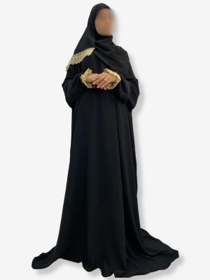 Robe de prière Sultana Noir motif doré