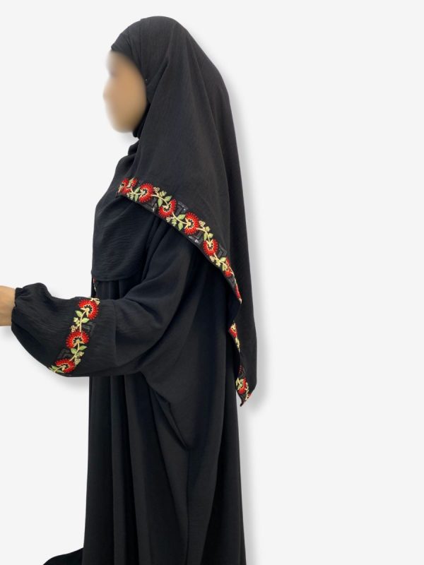 Robe de prière Fatima <br> Noire motif rosace – Image 3